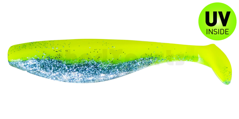 000212B322 Kopyto-River 4" (ca. 11,0 cm) fluogelb / sky-blue Glitter