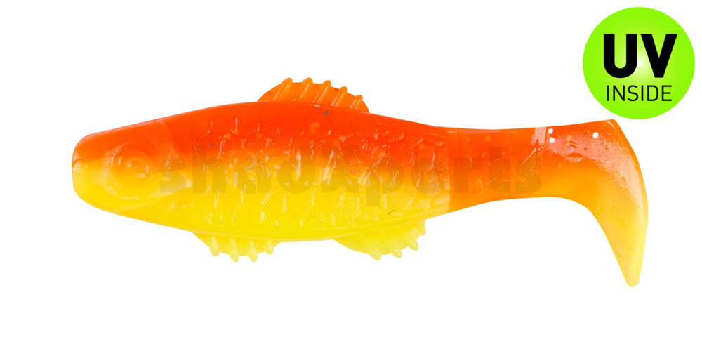 001005B033 Killer Shad 2" (ca. 5,0 cm) fluogelb  / orange-silber Glitter