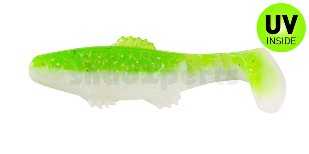001005B125 Killer Shad 2" (ca. 5,0 cm) reinweiss / grün-Glitter
