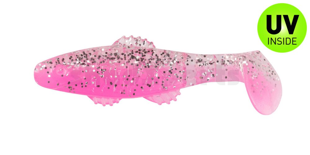 001005B300 Killer Shad 2" (ca. 5,0 cm) bubblegum / klar silber Glitter