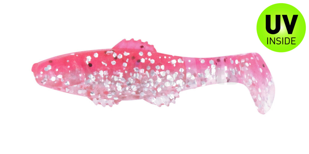 001005B315 Killer Shad 2" (ca. 5,0 cm) klar silber Glitter / hot pink Glitter