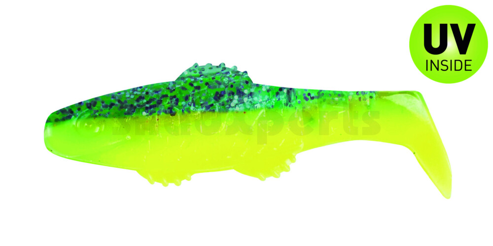 001005B322 Killer Shad 2" (ca. 5,0 cm) fluogelb / sky-blue Glitter