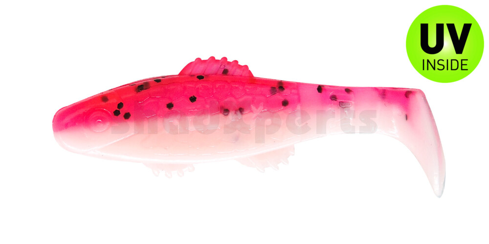 001005B320 Killer Shad 2" (ca. 5,0 cm) reinweiss / hot pink Glitter
