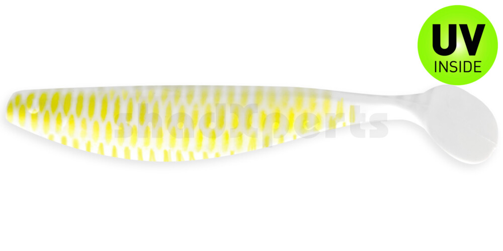 000423005A Xtra-Soft 9" (ca. 23,0 cm) reinweiss / fluogelb gestreift