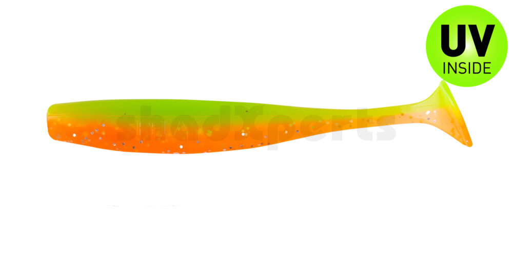003407B141 Bass Shad 2,5" (ca. 7 cm) orange-Glitter / fluogrün-Glitter