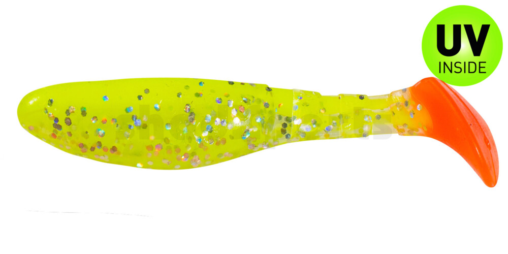 000208B192RT Kopyto-Classic 3" (ca. 8,0 cm) klar silberGlitter / fluogelb / red tail