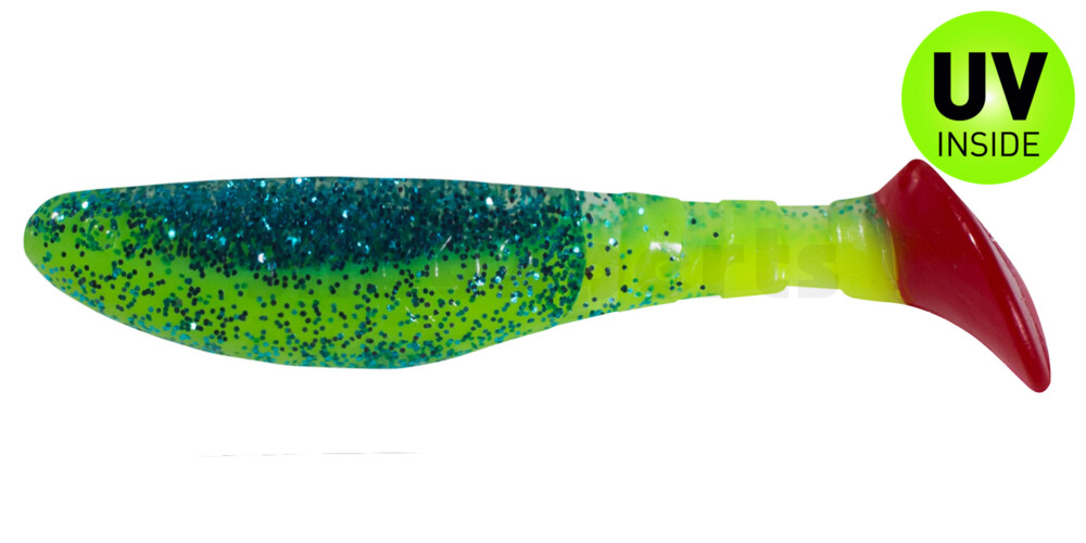 000208B399RT Kopyto-Classic 3" (ca. 8,0 cm) fluogelb / sky-blue Glitter red tail