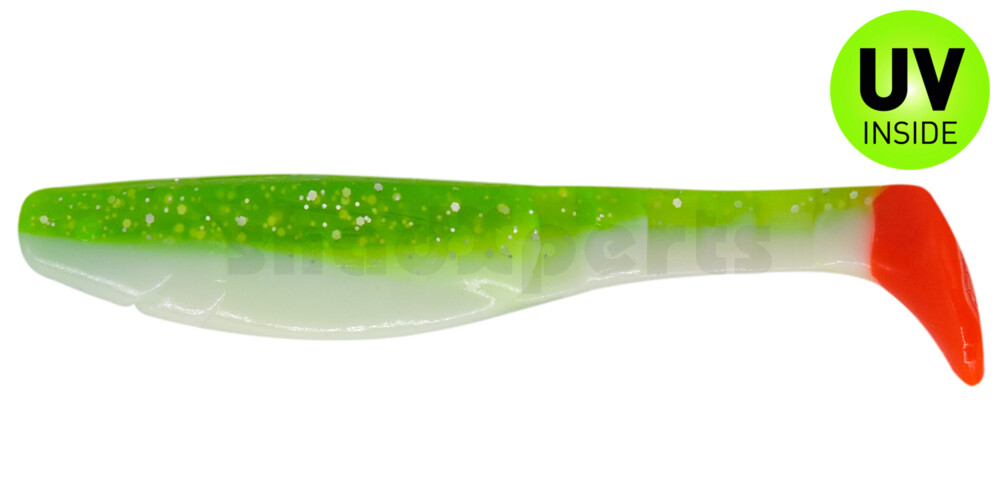 000211B125RT Kopyto-Classic 4" (ca. 11,0 cm) reinweiss / grün-Glitter / red tail