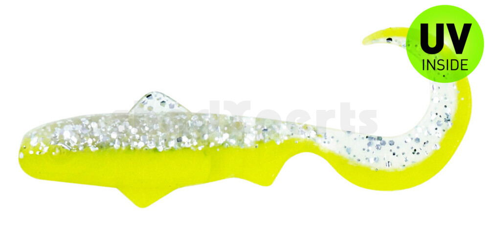 000908B319 Super Banjo 3" (ca. 7,5 cm) fluogelb / klar silber glitter