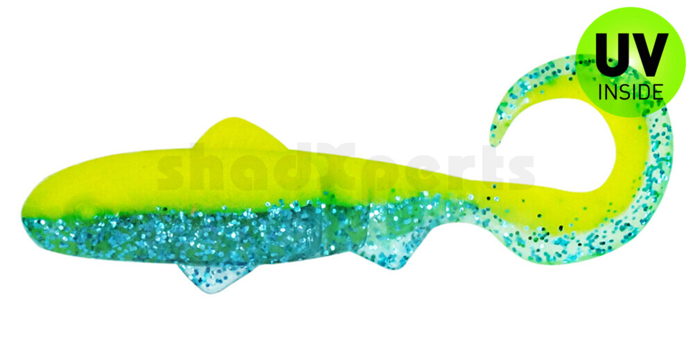 000908B322 Super Banjo 3" (ca. 7,5 cm) fluogelb / sky-blue Glitter