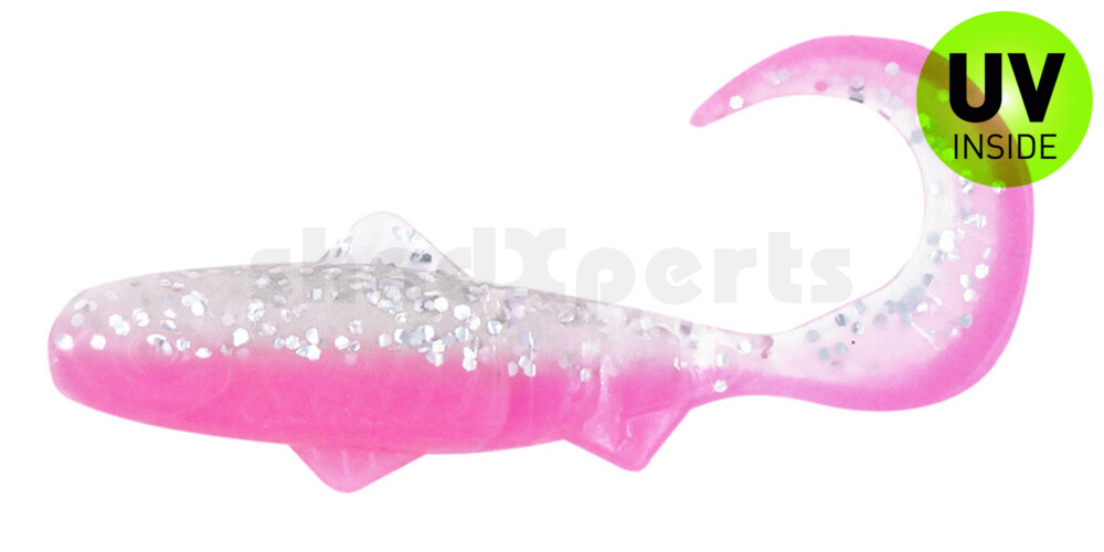 000908B300 Super Banjo 3" (ca. 7,5 cm) bubblegum / klar silber Glitter