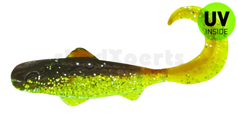000908B054 Super Banjo 3" (ca. 7,5 cm) grün (chartreuse)-Glitter / motoroil Glitter