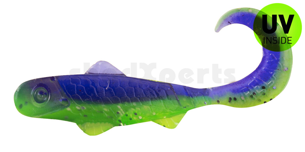 000908B113 Super Banjo 3" (ca. 7,5 cm) grün (chartreuse)-Glitter / blau-violett Glitter