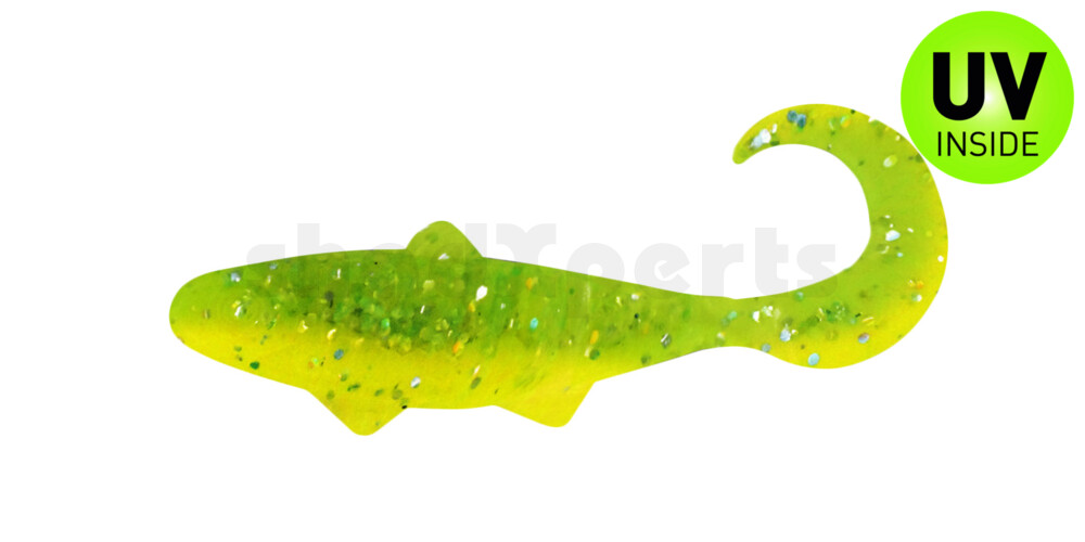 000905B034 Banjo Twister 2" (ca. 5,0 cm) fluogelb  / fluogrün-Glitter