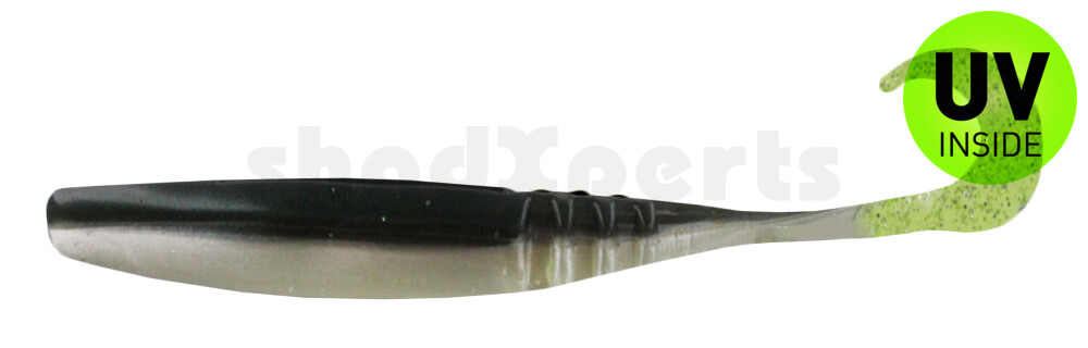 004609025 Jointed Jerk Minnow Curl Tail 3.75" (ca. 9 cm) Tennessee Shad/Cht Glitter