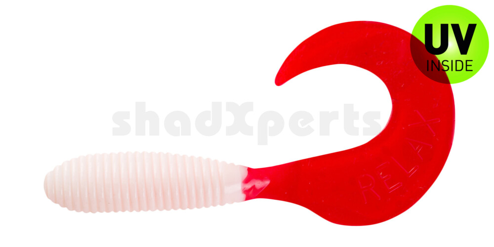 000607048 Twister 3" regulär (ca. 7,0 cm) reinweiß / red tail