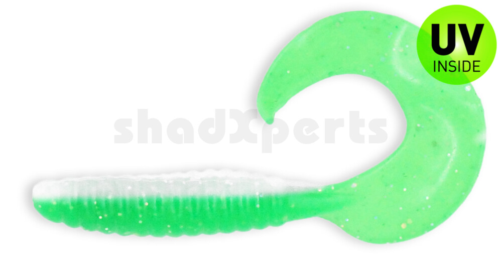 000508B125 Twister 4" laminiert (ca. 8,0 cm) reinweiss / grün-Glitter