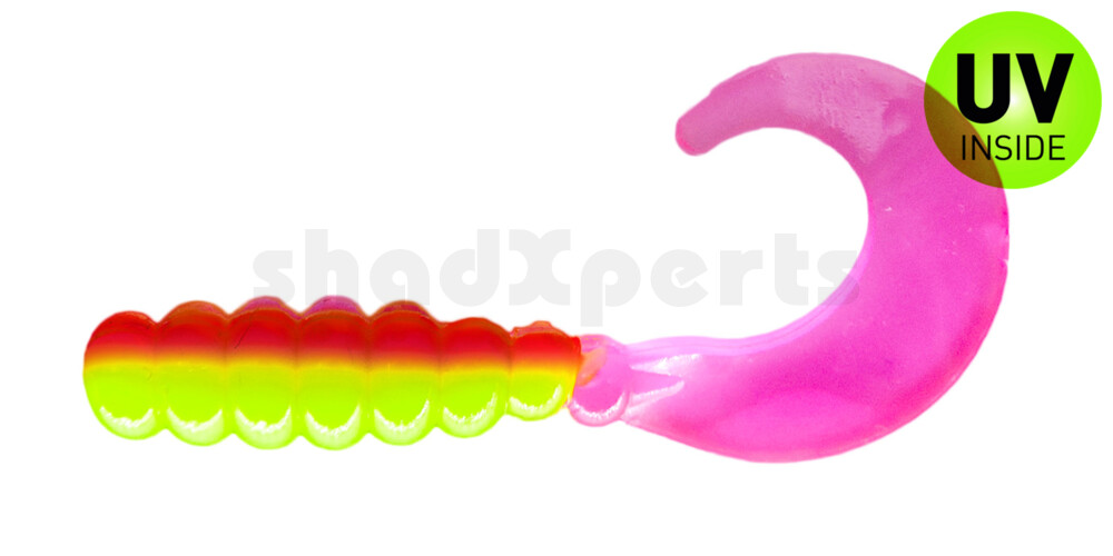 000603030 Fat Grub 2" (ca. 5 cm) Purple/opaque chartreuse/pink