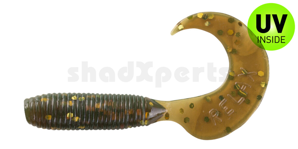 000606033 Twister 2,5" regulär (ca. 6,0 cm) motoroil gold glitter