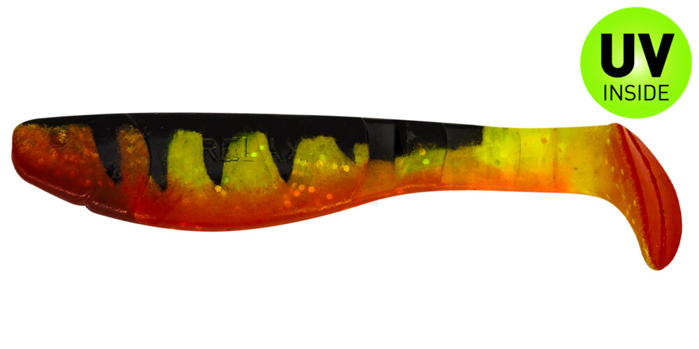 000211-066ZO Kopyto-Classic 4" (ca. 11,0 cm) grün(chartreuse)-Glitter / Zander / bauch: orange / red tail