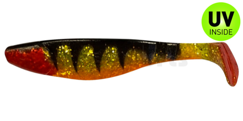 000216-066ZO Kopyto-River 6" (ca. 16,0 cm) grün(chartreuse)-Glitter / Zander / bauch: orange / red tail