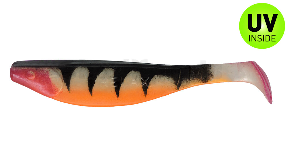 000216-025ZO Kopyto-River 6" (ca. 16,0 cm) goldperl / Zander / bauch: orange / red tail