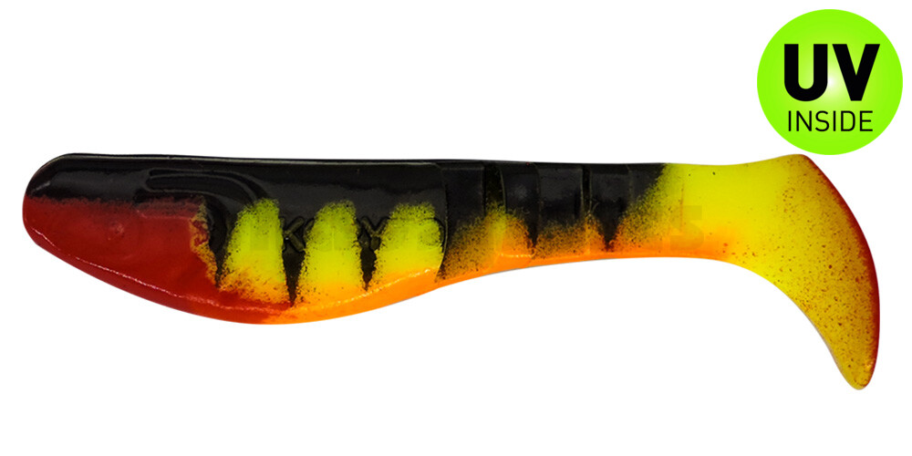 000208-055ZO Kopyto-Classic 3" (ca. 8 cm) fluogelb / Zander / bauch: orange / red tail