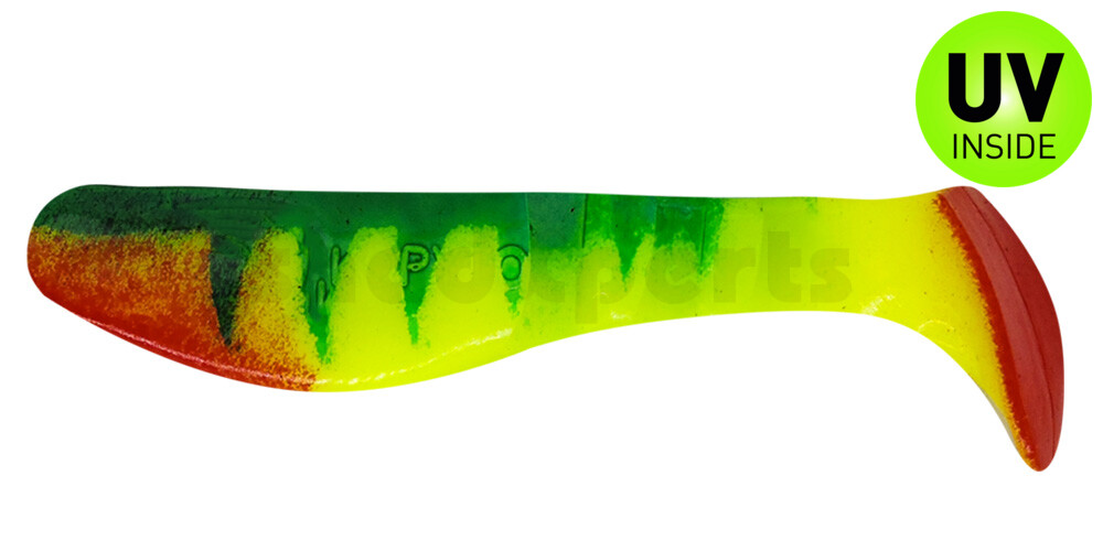 000208-059Z Kopyto-Classic 3" (ca. 8 cm) fluogelb / Zander blau / red tail