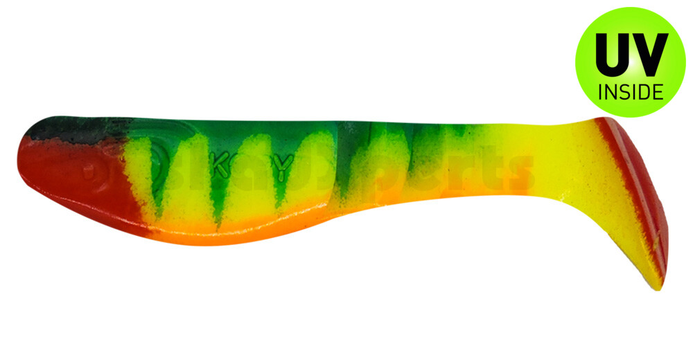 000208-059ZO Kopyto-Classic 3" (ca. 8 cm) fluogelb / Zander blau / bauch: orange / red tail