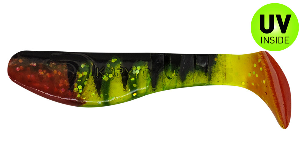 000208-066Z Kopyto-Classic 3" (ca. 8 cm) grün(chartreuse)-Glitter / Zander / red tail