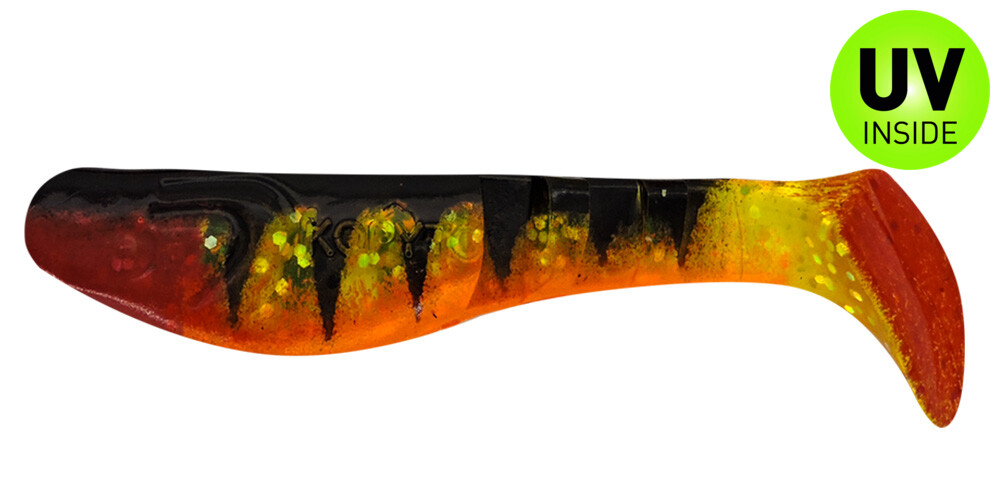 000208-066ZO Kopyto-Classic 3" (ca. 8 cm) grün(chartreuse)-Glitter / Zander / bauch: orange / red tail