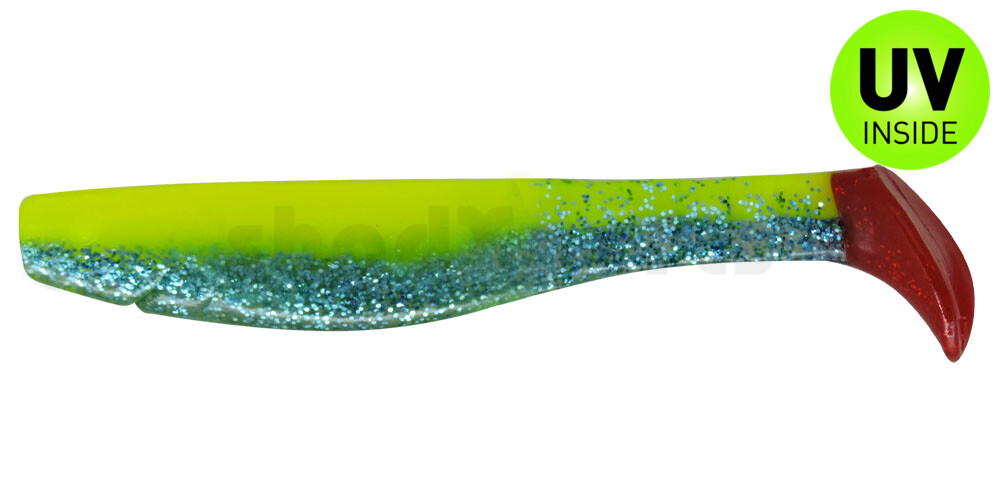 000211B399RT Kopyto-Classic 4" (ca. 11,0 cm) fluogelb / sky-blue Glitter red tail
