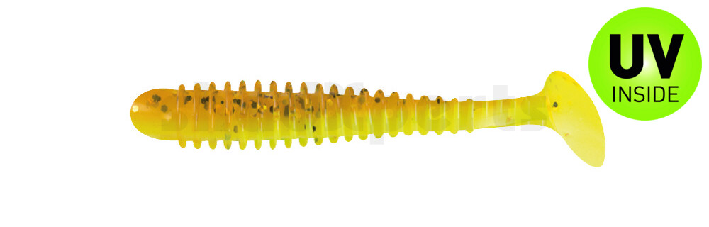 004007B110 Texas 2,5" (ca. 6,5 cm) fluogelb / olivebraun-Glitter