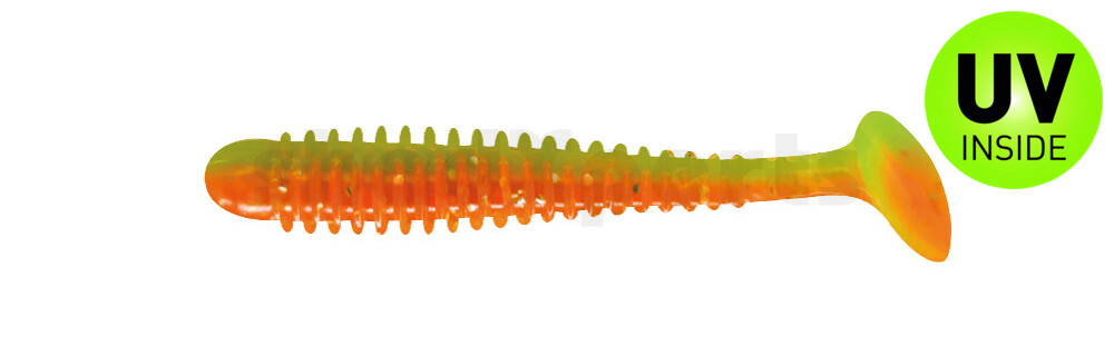 004007B141 Texas 2,5" (ca. 6,5 cm) orange-Glitter / fluogrün-Glitter