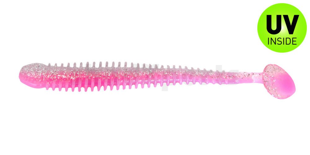 004010B300 Texas 4" (ca. 10 cm) bubblegum / klar silber Glitter